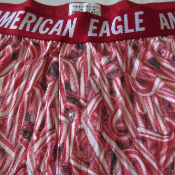 AMERICAN EAGLE ULTRA SOFT BOXERS LARGE 35"-38" WAIST MENS 4" INSEAM CANDY CANES - Picture 2 of 4